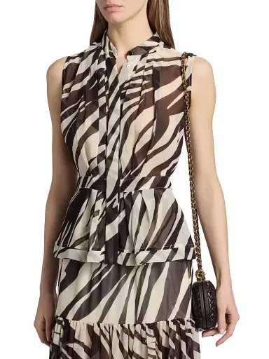 Chiara Boni La Petite Robe Women's Gentia Abstract Georgette Button-Down Blouse | Thumbnail 3 Chiara Boni La Petite Robe Women's Gentia Abstract Georgette Button-Down Blouse | Thumbnail 3