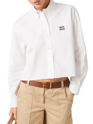 Miu Miu Women's Poplin Shirt - White | Thumbnail 2 Miu Miu Women's Poplin Shirt - White | Thumbnail 2