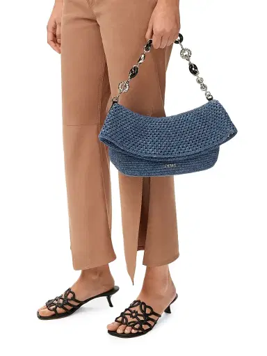 Loewe Women's x Paula's Ibiza Ola Medium Crochet Shoulder Bag - Denim Blue | Thumbnail 2 Loewe Women's x Paula's Ibiza Ola Medium Crochet Shoulder Bag - Denim Blue | Thumbnail 2