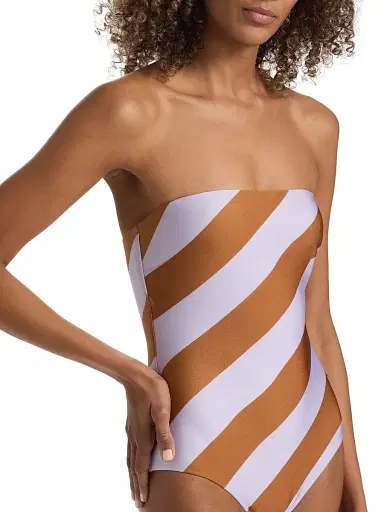 Zimmermann Women's Indra Bandeau One-Piece Swimsuit - Lilac Tan Stripe | Thumbnail 5 Zimmermann Women's Indra Bandeau One-Piece Swimsuit - Lilac Tan Stripe | Thumbnail 5