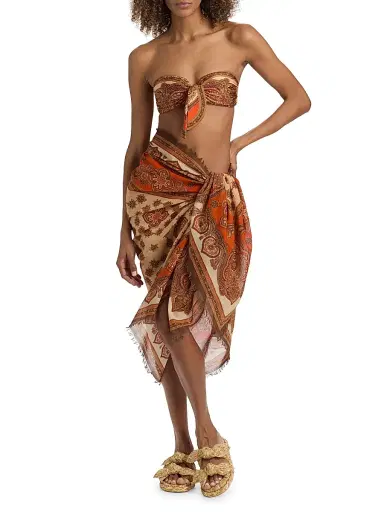 Zimmermann Women's Mahon Scarf Tie Bikini Top - Tangerine Paisley | Thumbnail 2 Zimmermann Women's Mahon Scarf Tie Bikini Top - Tangerine Paisley | Thumbnail 2