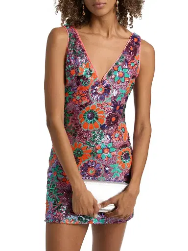 Ramy Brook Women's Dahlia Floral-Sequined Minidress - Coral Sequin Combo | Thumbnail 3 Ramy Brook Women's Dahlia Floral-Sequined Minidress - Coral Sequin Combo | Thumbnail 3