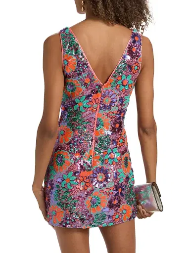 Ramy Brook Women's Dahlia Floral-Sequined Minidress - Coral Sequin Combo | Thumbnail 5 Ramy Brook Women's Dahlia Floral-Sequined Minidress - Coral Sequin Combo | Thumbnail 5