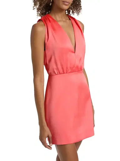 Ramy Brook Women's Martin Pleated Minidress - Coral | Thumbnail 4 Ramy Brook Women's Martin Pleated Minidress - Coral | Thumbnail 4