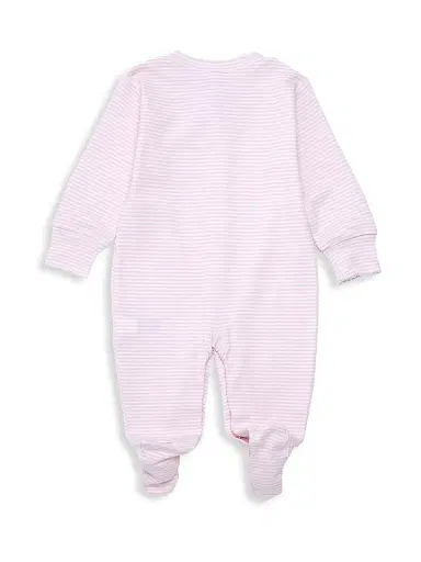 Kissy Kissy Baby Girl's Stripe Cotton Footie - Pink 3 Months | Thumbnail 3 Kissy Kissy Baby Girl's Stripe Cotton Footie - Pink 3 Months | Thumbnail 3