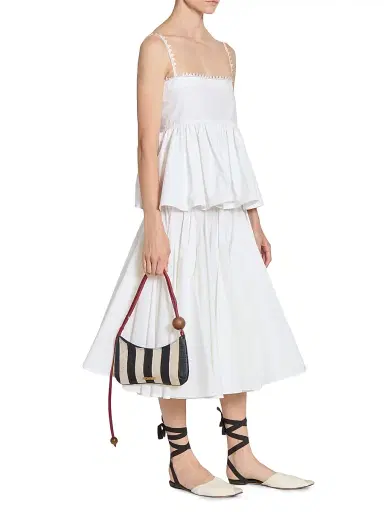 Jacquemus Women's Le Bisou Perle Leather Striped Shoulder Bag - Natural Black | Thumbnail 2 Jacquemus Women's Le Bisou Perle Leather Striped Shoulder Bag - Natural Black | Thumbnail 2