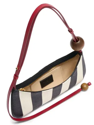 Jacquemus Women's Le Bisou Perle Leather Striped Shoulder Bag - Natural Black | Thumbnail 3 Jacquemus Women's Le Bisou Perle Leather Striped Shoulder Bag - Natural Black | Thumbnail 3