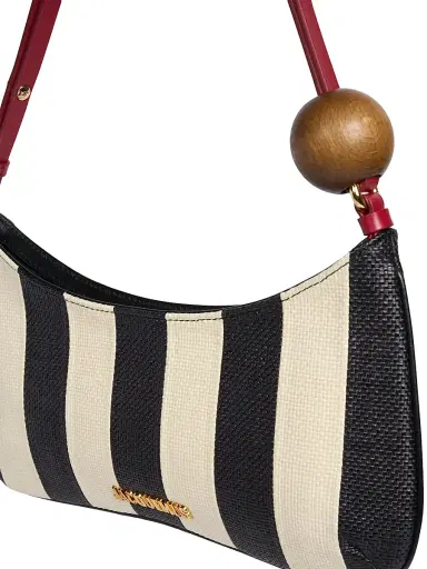 Jacquemus Women's Le Bisou Perle Leather Striped Shoulder Bag - Natural Black | Thumbnail 4 Jacquemus Women's Le Bisou Perle Leather Striped Shoulder Bag - Natural Black | Thumbnail 4