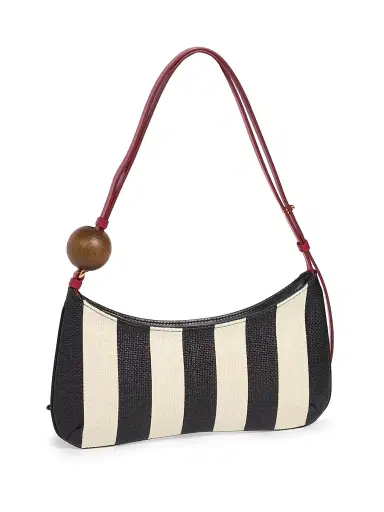 Jacquemus Women's Le Bisou Perle Leather Striped Shoulder Bag - Natural Black | Thumbnail 6 Jacquemus Women's Le Bisou Perle Leather Striped Shoulder Bag - Natural Black | Thumbnail 6