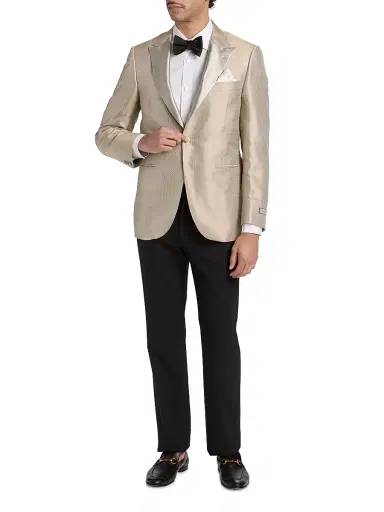 Canali Men's Macro Pattern Silk Dinner Jacket - Copper - Size 40 | Thumbnail 2 Canali Men's Macro Pattern Silk Dinner Jacket - Copper - Size 40 | Thumbnail 2