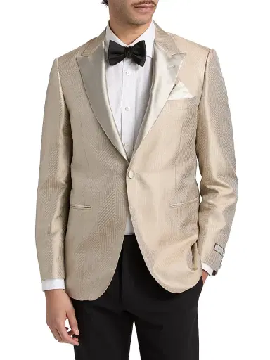 Canali Men's Macro Pattern Silk Dinner Jacket | Thumbnail 3 Canali Men's Macro Pattern Silk Dinner Jacket | Thumbnail 3