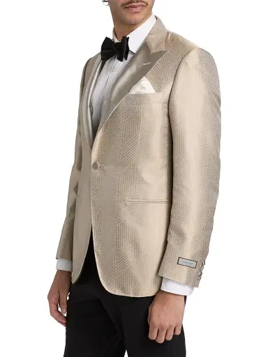 Canali Men's Macro Pattern Silk Dinner Jacket - Copper - Size 40 | Thumbnail 4 Canali Men's Macro Pattern Silk Dinner Jacket - Copper - Size 40 | Thumbnail 4