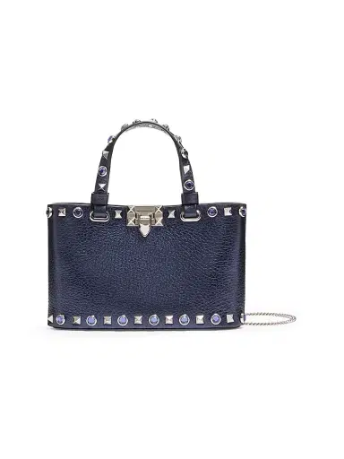 Valentino Garavani Women's Rockstud Mini Shopping Bag in Laminated Calfskin | Thumbnail 1 Valentino Garavani Women's Rockstud Mini Shopping Bag in Laminated Calfskin | Thumbnail 1