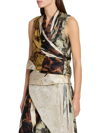 Maison Margiela Women's Floral Draped Silk Top | Thumbnail 4 Maison Margiela Women's Floral Draped Silk Top | Thumbnail 4