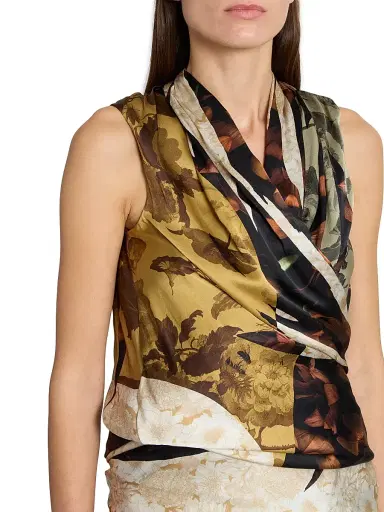 Maison Margiela Women's Floral Draped Silk Top | Thumbnail 6 Maison Margiela Women's Floral Draped Silk Top | Thumbnail 6