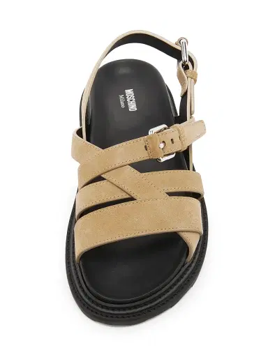 MOSCHINO Men's Suede Buckle Sandals - Beige - Size 13 | Thumbnail 4 MOSCHINO Men's Suede Buckle Sandals - Beige - Size 13 | Thumbnail 4