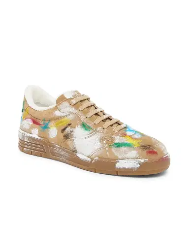 MOSCHINO Men's Paint Swatch Leather Low-Top Sneakers - Beige | Thumbnail 2 MOSCHINO Men's Paint Swatch Leather Low-Top Sneakers - Beige | Thumbnail 2