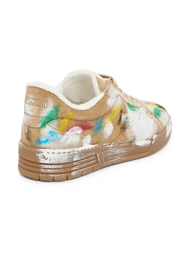 MOSCHINO Men's Paint Swatch Leather Low-Top Sneakers - Beige | Thumbnail 3 MOSCHINO Men's Paint Swatch Leather Low-Top Sneakers - Beige | Thumbnail 3