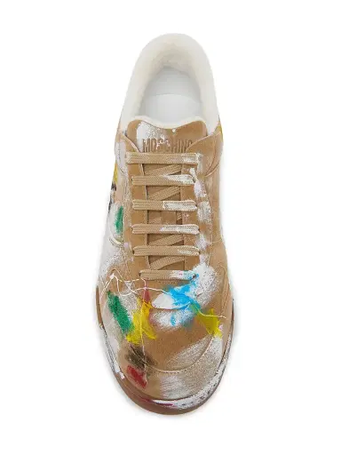 MOSCHINO Men's Paint Swatch Leather Low-Top Sneakers - Beige | Thumbnail 4 MOSCHINO Men's Paint Swatch Leather Low-Top Sneakers - Beige | Thumbnail 4