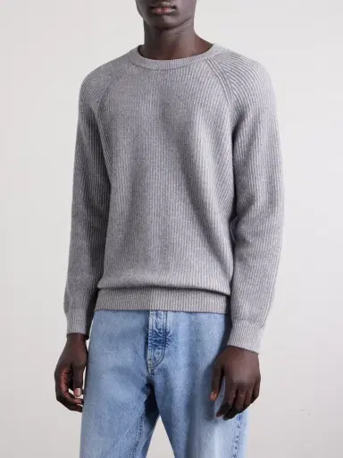 Brunello Cucinelli Striped Ribbed Cashmere Sweater - Men | Thumbnail 3 Brunello Cucinelli Striped Ribbed Cashmere Sweater - Men | Thumbnail 3