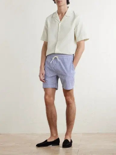 Portuguese Flannel Atlantico Straight-Leg Striped Cotton-Seersucker Shorts - Men | Thumbnail 2 Portuguese Flannel Atlantico Straight-Leg Striped Cotton-Seersucker Shorts - Men | Thumbnail 2