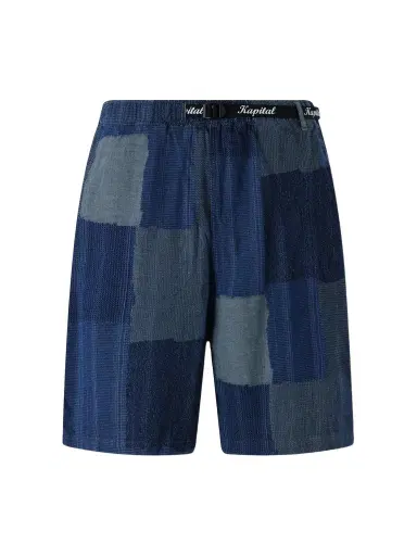 KAPITAL Tugihagi Straight-Leg Belted Patchwork Cotton Shorts - Men | Thumbnail 1 KAPITAL Tugihagi Straight-Leg Belted Patchwork Cotton Shorts - Men | Thumbnail 1