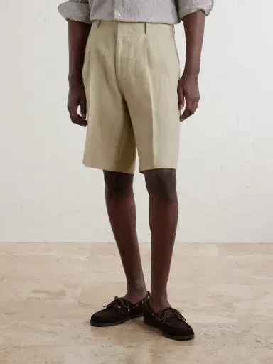 Slowear Straight-Leg Pleated Linen Shorts - Men | Thumbnail 3 Slowear Straight-Leg Pleated Linen Shorts - Men | Thumbnail 3