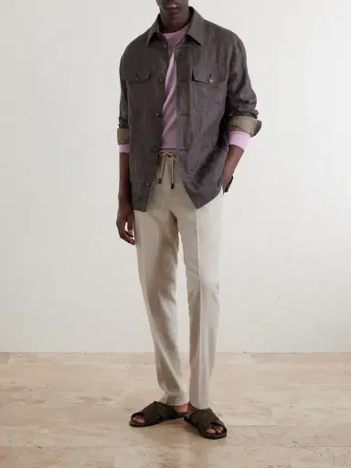 Slowear Straight-Leg Pleated Virgin Wool, Silk and Linen-Blend Trousers - Men | Thumbnail 2 Slowear Straight-Leg Pleated Virgin Wool, Silk and Linen-Blend Trousers - Men | Thumbnail 2