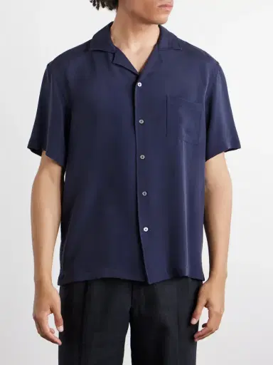 Thom Sweeney Camp-Collar Silk Shirt - Men | Thumbnail 3 Thom Sweeney Camp-Collar Silk Shirt - Men | Thumbnail 3