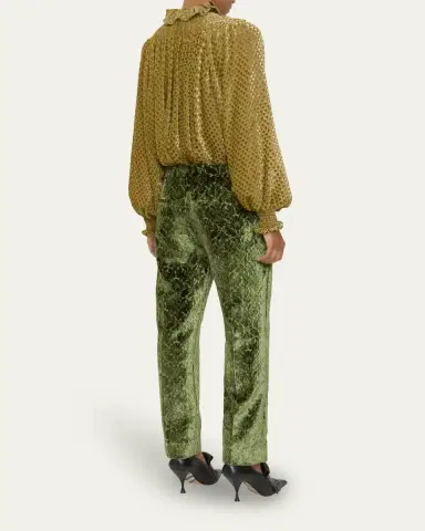 Burberry Baroque Velvet Straight-Leg Ankle Pants | Thumbnail 3 Burberry Baroque Velvet Straight-Leg Ankle Pants | Thumbnail 3
