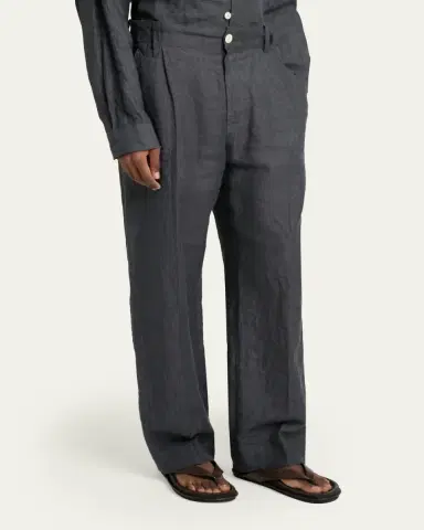 Jacquemus Men's Linen Hairline Stripe Pleated Trousers | Thumbnail 4 Jacquemus Men's Linen Hairline Stripe Pleated Trousers | Thumbnail 4
