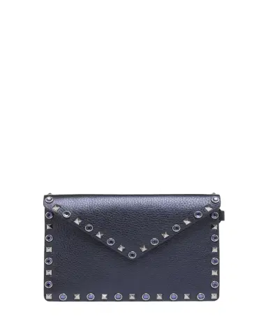 Valentino Garavani Medium Rockstud & Rhinestone Flat Pouch Bag | Thumbnail 1 Valentino Garavani Medium Rockstud & Rhinestone Flat Pouch Bag | Thumbnail 1