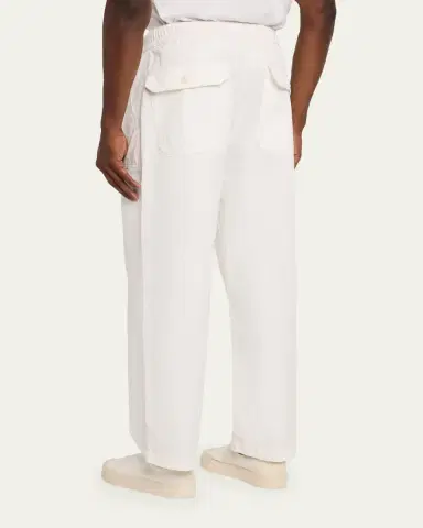 OFFICINE GÉNÉRALE Men's Cotton Wide-Leg Drawstring Trousers | Thumbnail 3 OFFICINE GÉNÉRALE Men's Cotton Wide-Leg Drawstring Trousers | Thumbnail 3