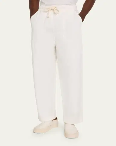 OFFICINE GÉNÉRALE Men's Cotton Wide-Leg Drawstring Trousers | Thumbnail 4 OFFICINE GÉNÉRALE Men's Cotton Wide-Leg Drawstring Trousers | Thumbnail 4