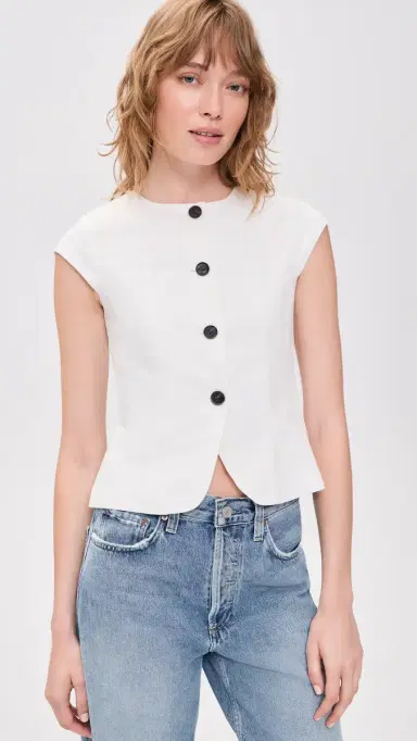 ALIGNE Connie Linen Mix Button Up Top White | Thumbnail 2 ALIGNE Connie Linen Mix Button Up Top White | Thumbnail 2