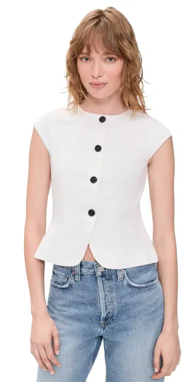 ALIGNE Connie Linen Mix Button Up Top White | Thumbnail 1 ALIGNE Connie Linen Mix Button Up Top White | Thumbnail 1