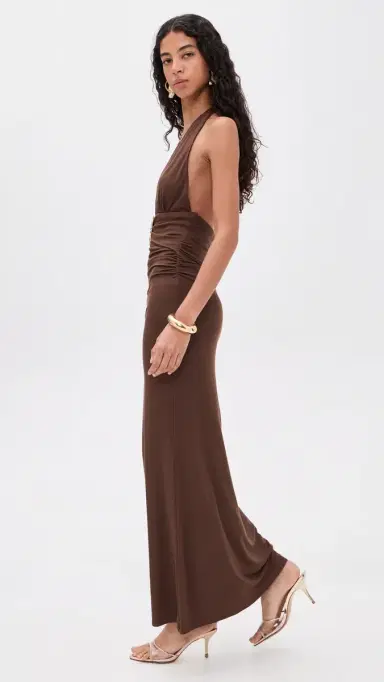 Runaway The Label Arina Halter Maxi Dress Espresso | Thumbnail 4 Runaway The Label Arina Halter Maxi Dress Espresso | Thumbnail 4