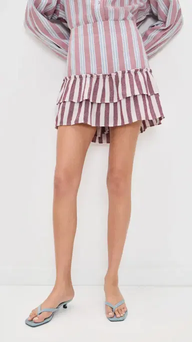 Coniglio Palm Beach Cinch Back Miniskirt Claret Combo Stripe One Size | Thumbnail 2 Coniglio Palm Beach Cinch Back Miniskirt Claret Combo Stripe One Size | Thumbnail 2