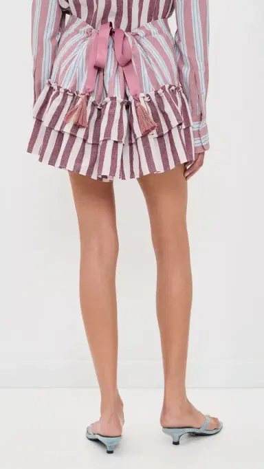 Coniglio Palm Beach Cinch Back Miniskirt Claret Combo Stripe One Size | Thumbnail 3 Coniglio Palm Beach Cinch Back Miniskirt Claret Combo Stripe One Size | Thumbnail 3