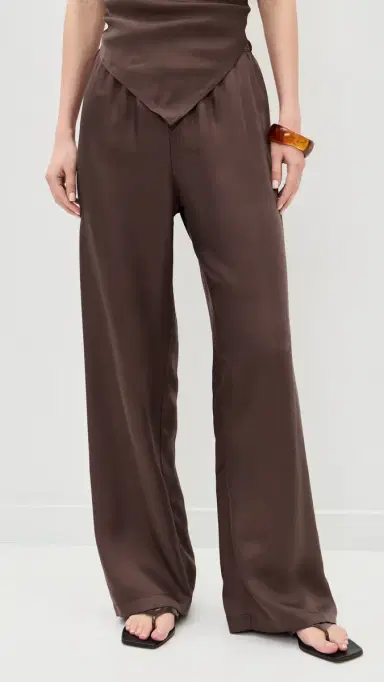 Enza Costa Fluid Twill Pants Chocolate | Thumbnail 2 Enza Costa Fluid Twill Pants Chocolate | Thumbnail 2