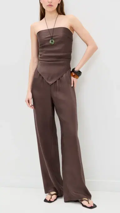 Enza Costa Fluid Twill Pants Chocolate | Thumbnail 5 Enza Costa Fluid Twill Pants Chocolate | Thumbnail 5