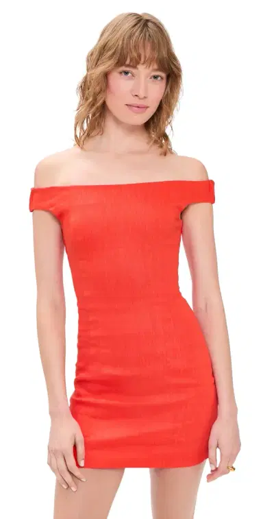 SIR. Elodie Off Shoulder Mini Dress Poppy | Thumbnail 1 SIR. Elodie Off Shoulder Mini Dress Poppy | Thumbnail 1