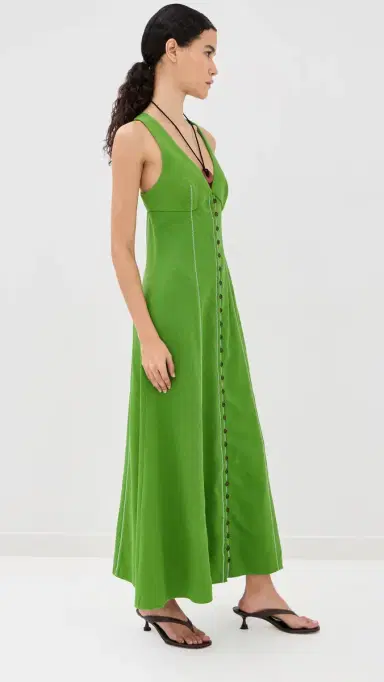 Rosie Assoulin Row, Row, Row Your Buttons Dress Grass Green | Thumbnail 4 Rosie Assoulin Row, Row, Row Your Buttons Dress Grass Green | Thumbnail 4