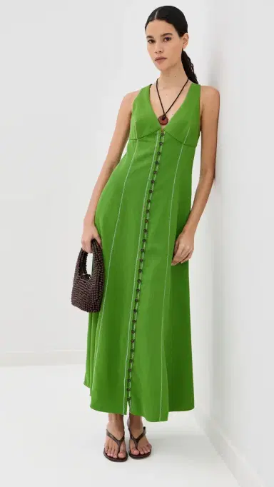 Rosie Assoulin Row, Row, Row Your Buttons Dress Grass Green | Thumbnail 5 Rosie Assoulin Row, Row, Row Your Buttons Dress Grass Green | Thumbnail 5