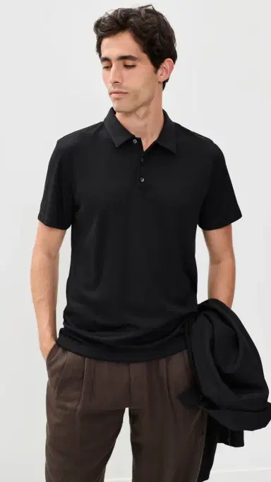 Theory Bron Polo in Modal Jersey Black M | Thumbnail 2 Theory Bron Polo in Modal Jersey Black M | Thumbnail 2