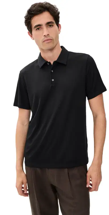 Theory Bron Polo in Modal Jersey Black M | Thumbnail 1 Theory Bron Polo in Modal Jersey Black M | Thumbnail 1