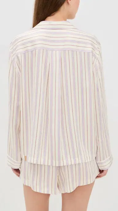 Lunya Washable ilk Button Up Short et Wisteria tripe | Thumbnail 3 Lunya Washable ilk Button Up Short et Wisteria tripe | Thumbnail 3