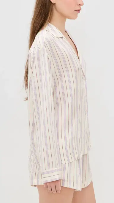 Lunya Washable ilk Button Up Short et Wisteria tripe | Thumbnail 4 Lunya Washable ilk Button Up Short et Wisteria tripe | Thumbnail 4