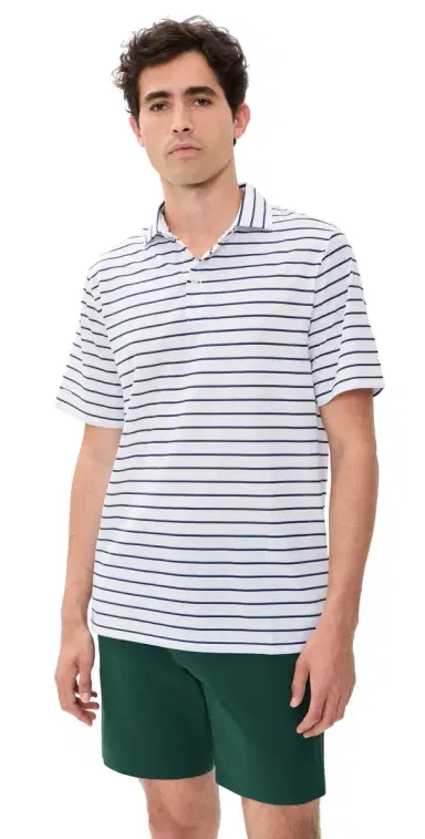 RLX Ralph Lauren ulti Stripe Tour Pique Polo Ceramic White ulti | Thumbnail 1 RLX Ralph Lauren ulti Stripe Tour Pique Polo Ceramic White ulti | Thumbnail 1