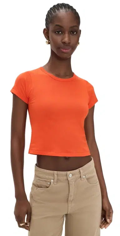 Éterne Short Sleeve Baby Tee Papaya | Thumbnail 1 Éterne Short Sleeve Baby Tee Papaya | Thumbnail 1